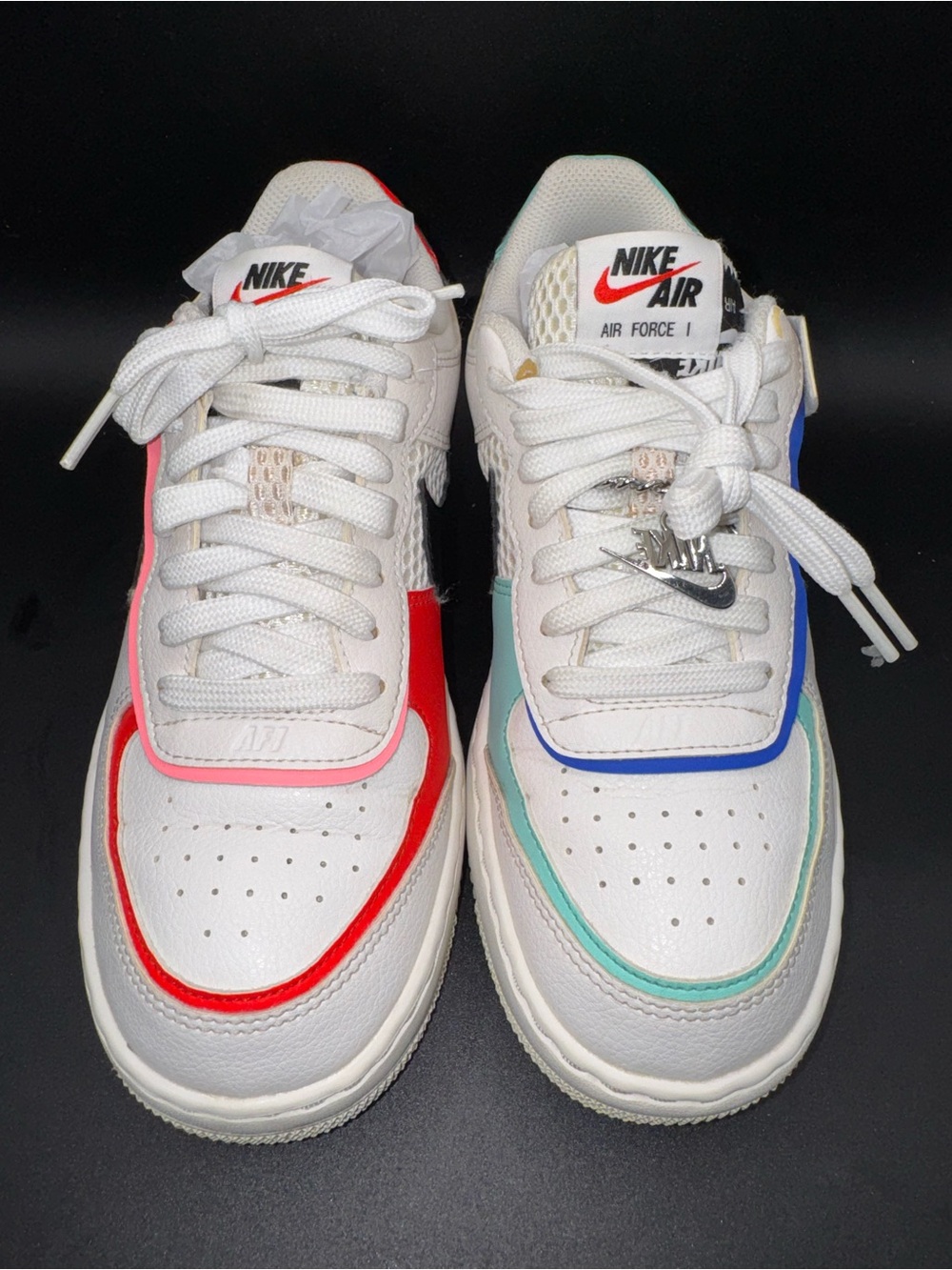 Nike Air Force 1 Shadow White Multi-Color Leather Sneakers Women’s 7 - Picture 9 of 17
